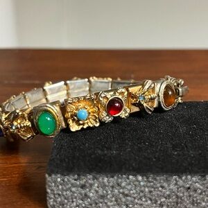 Vintage Victorian revival slide charm style bracelet size 6.25